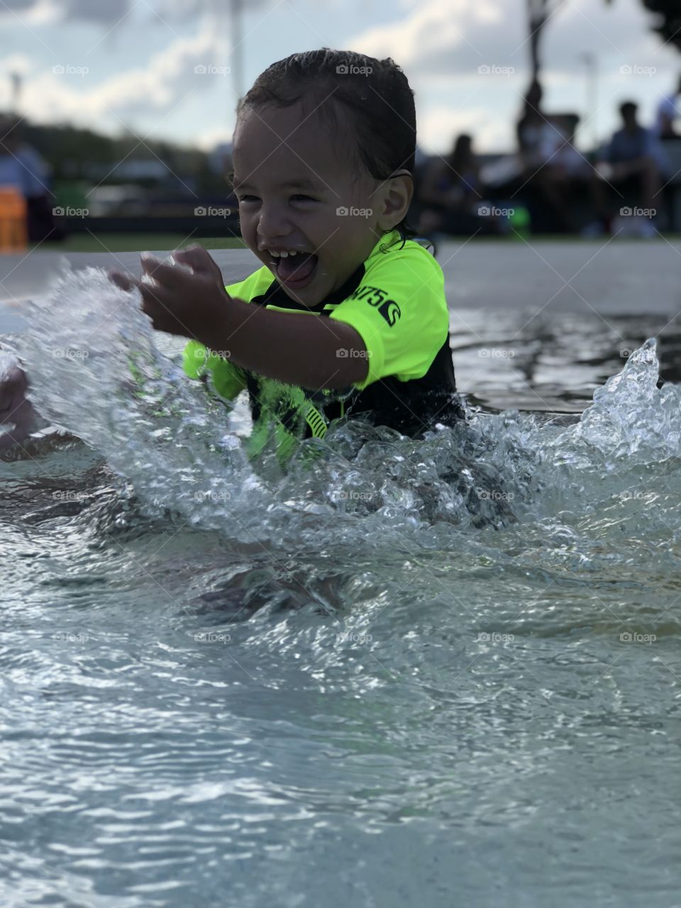 Having fun in the pool