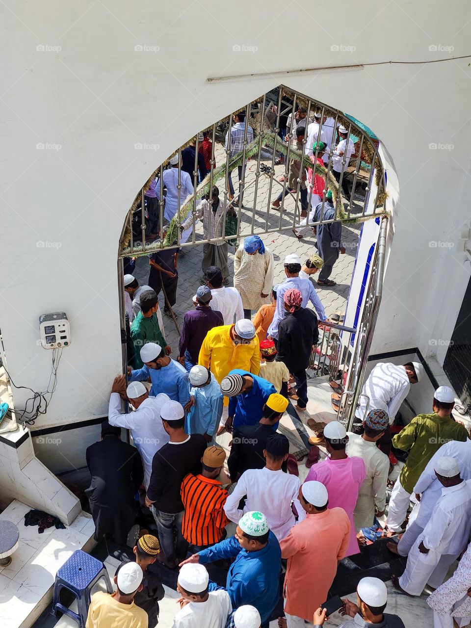 People's gathering leaving mosque