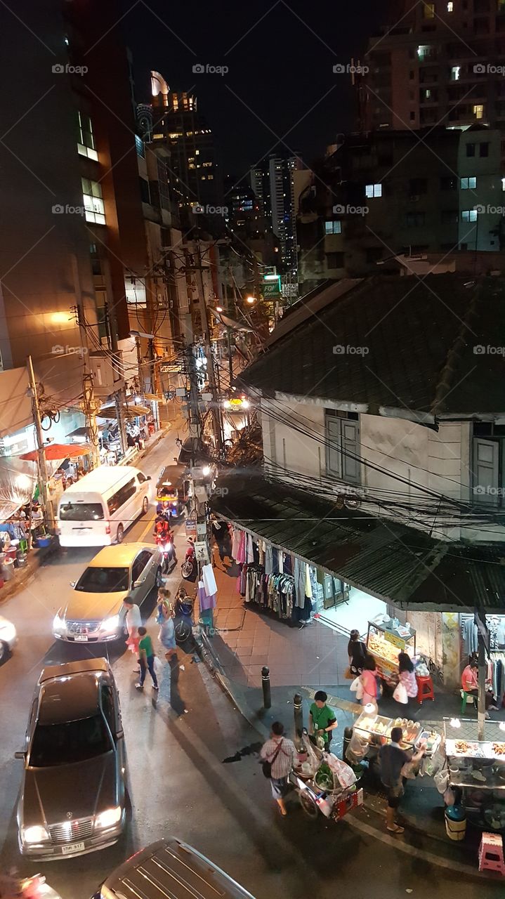 city life, Night market in bangkk