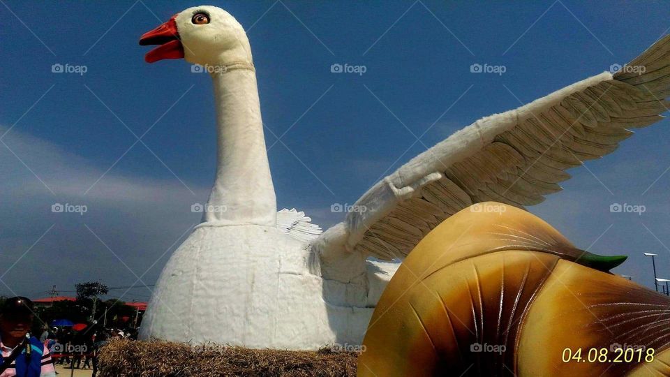 a nice white duck or  bird   stucture