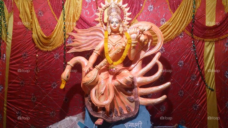 goddess Saraswati maa of Hindu religious status.