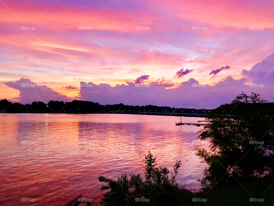 Sunset on the lake in Indiana 