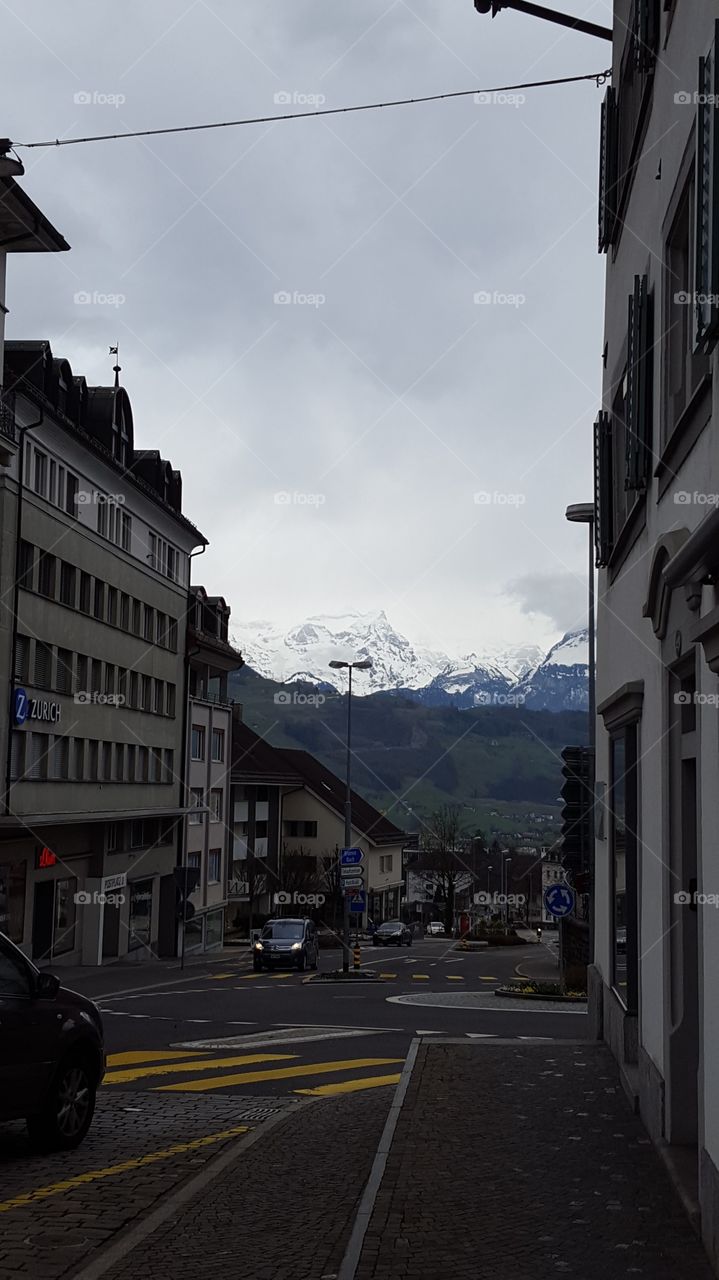 Mountains with snow in Switzerland