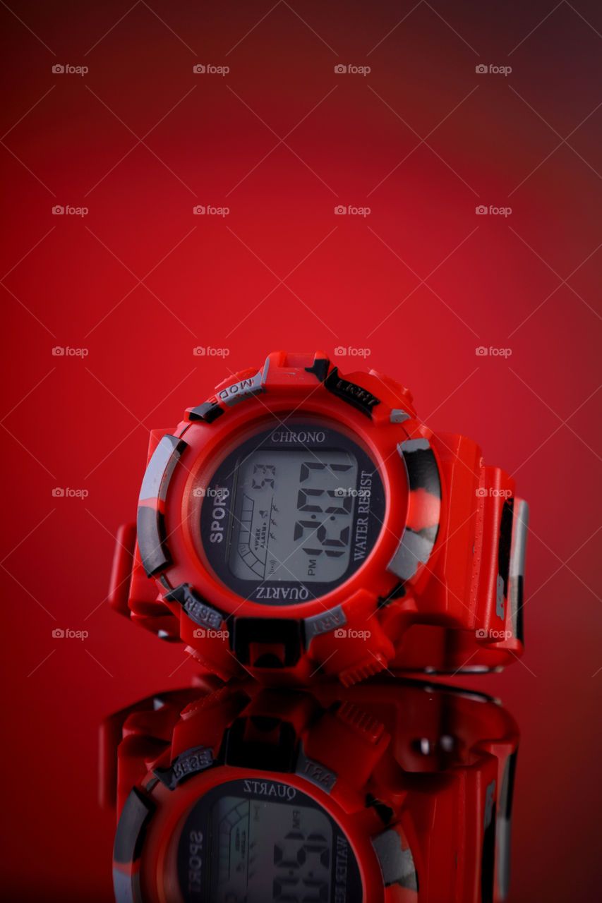 Red Digital sports watch alarm chronograph