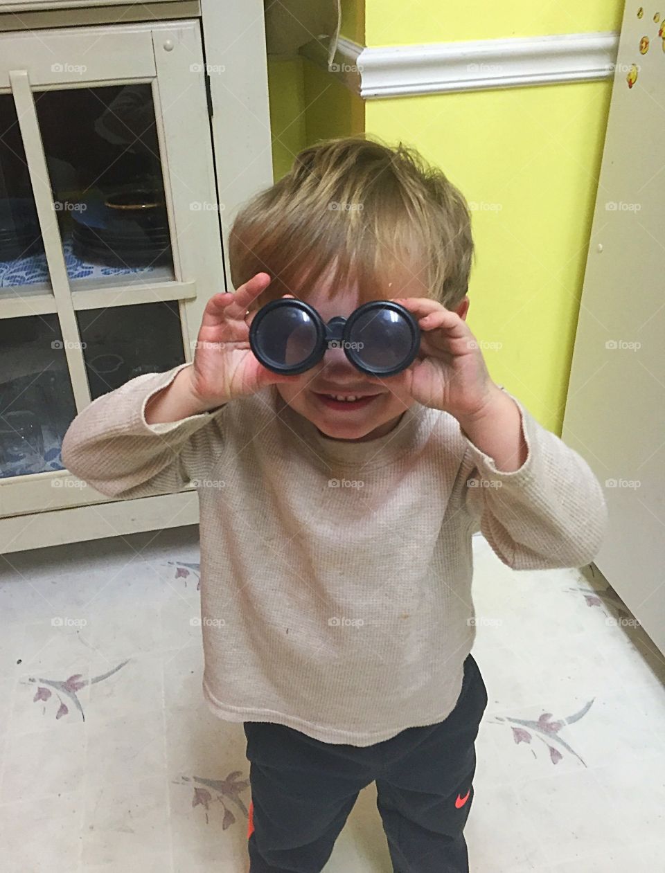 My two year old son, the spy!