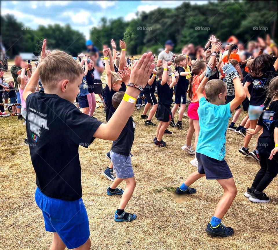 children exercising 