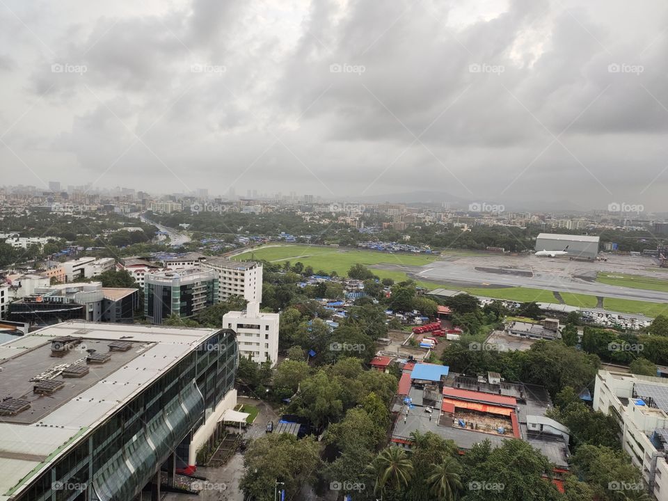 Mumbai City,Horizontal View from Zenith,
Cloudy Sky