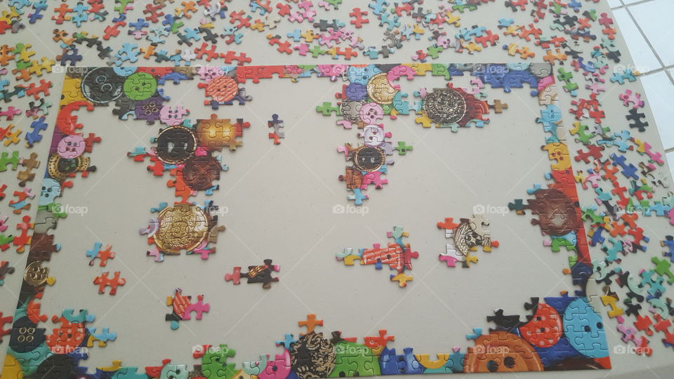 High angle view of puzzle