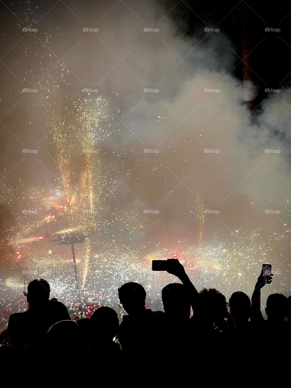 Crowd watching fireworks show