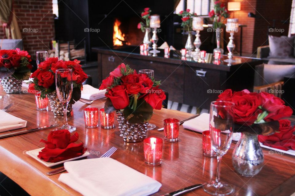 Romantic dinner . Romantic dinner by fire 