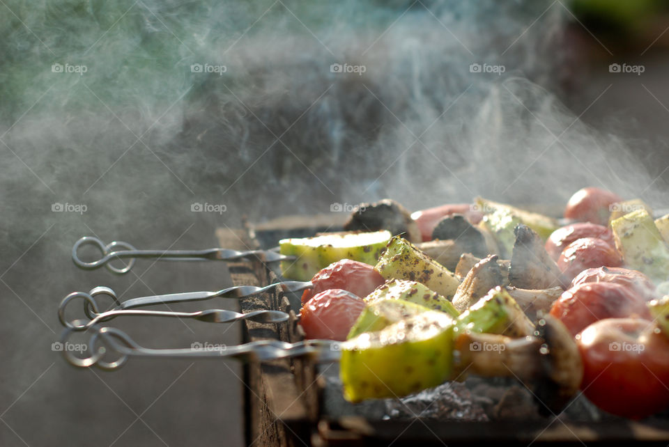 Grill and veggies