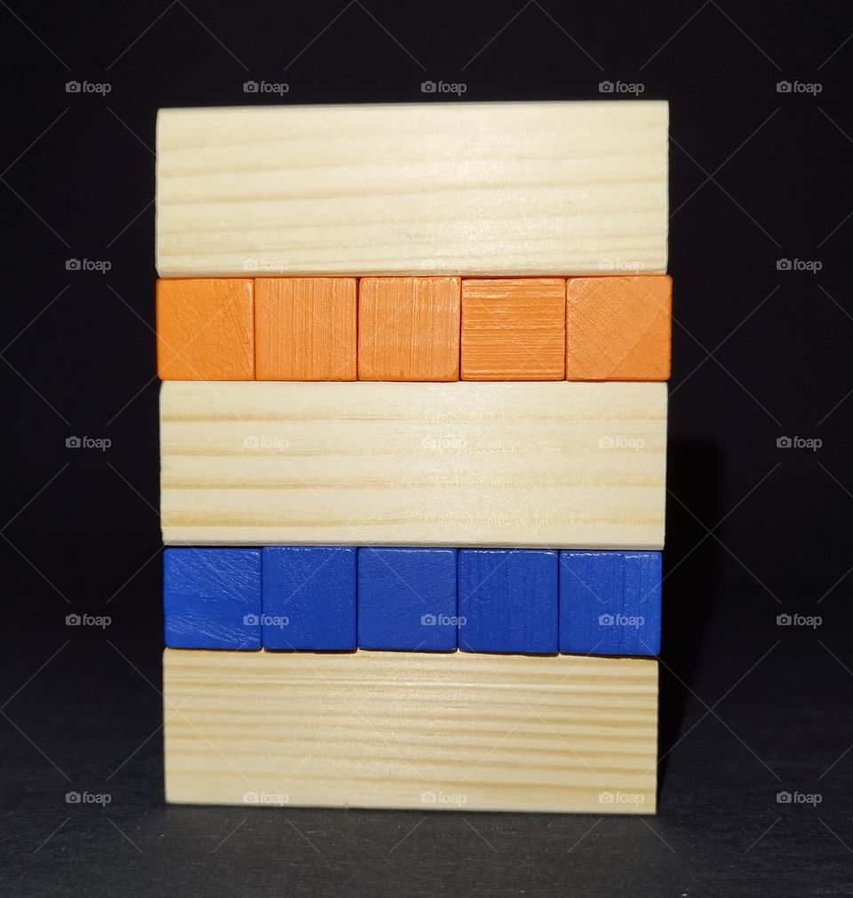 Blue and Orange wooden rectangle design