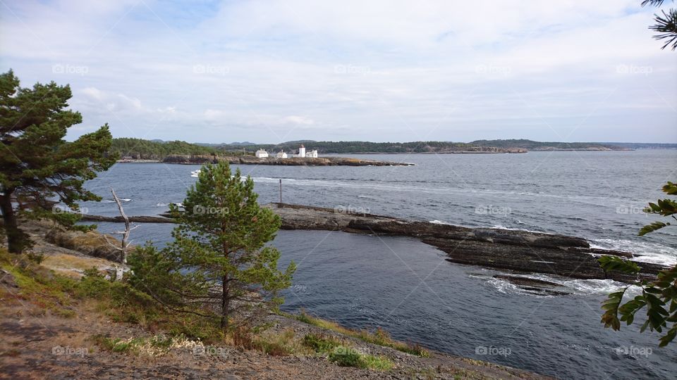 View to LangøyaLighthouse, Langesund,  Norway.