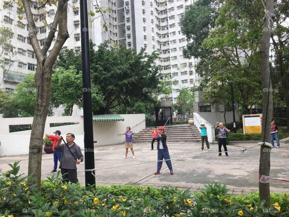 Hong Kong, Mongkok- Cherry Street Park Yoga and Tai Chi