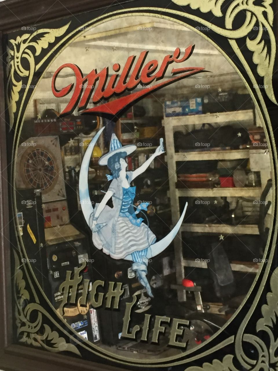 Reflection of the man cave in the garage