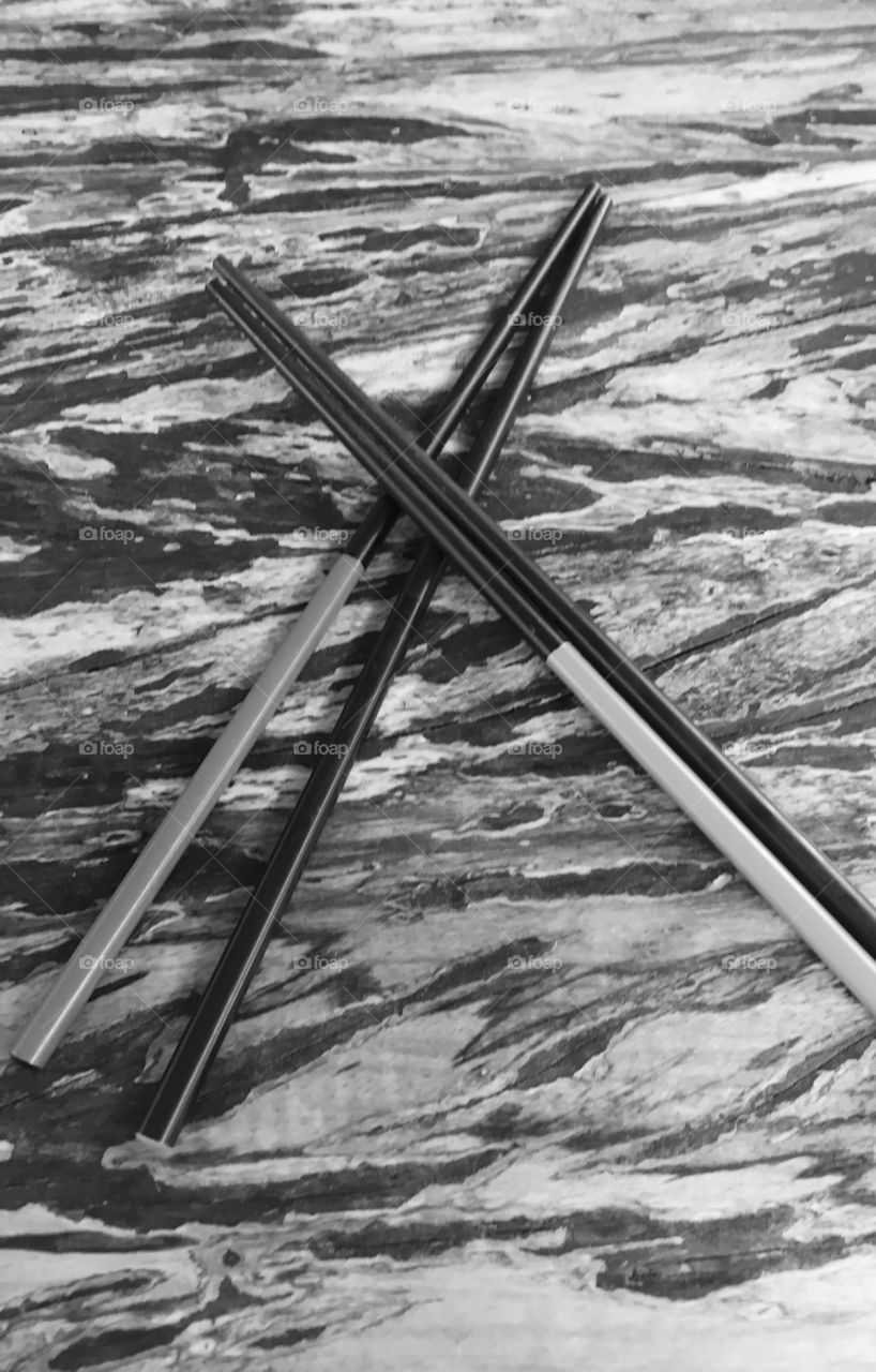 Chopsticks on Wooden Table - Chinese Noodle Restaurant in Shenzhen, China