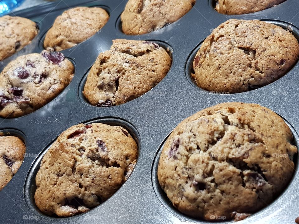 Fresh muffins, ready to eat