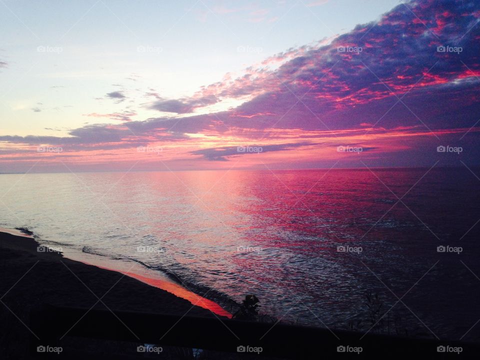 View of lake huron at sunrise