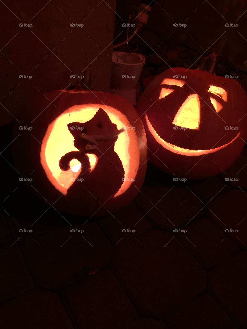 Carved Halloween pumpkins