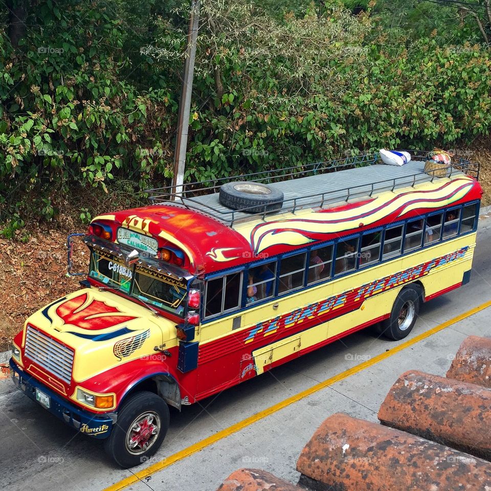 Chicken Bus. Colorful "chicken bus" in Guatemala