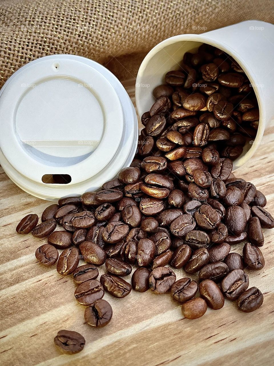 Whole Coffee Beans in To Go Cup