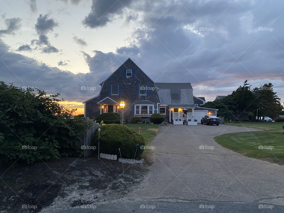 Sunset through a house, Cape Cod