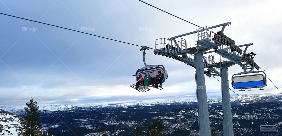Chairlift to the top.