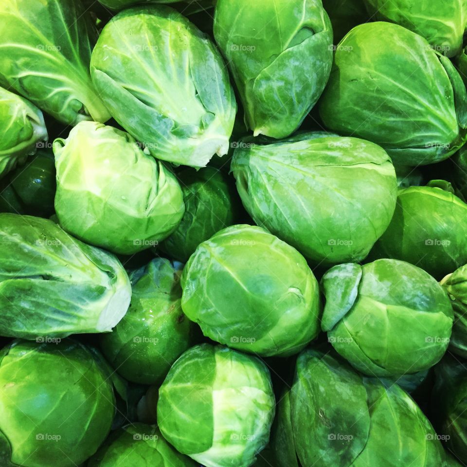 Close-up of raw brussels sprouts