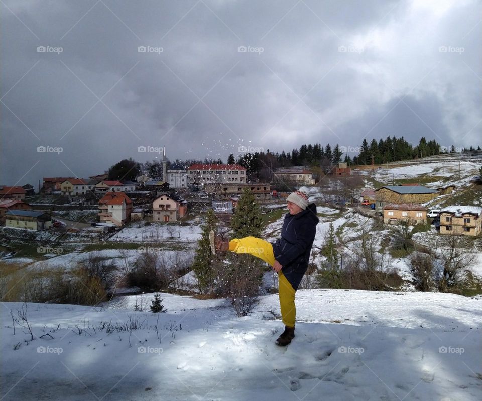 Snow fun high in the mountain