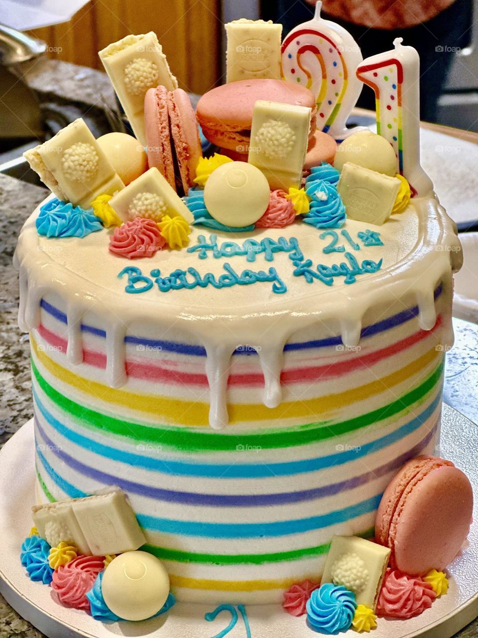 Color Explosion - The colorful 21st Birthday cake - Boldly and lexpressing myself through color since color is all around us in many different forms. Vibrant and varied mix of vibrant colors.