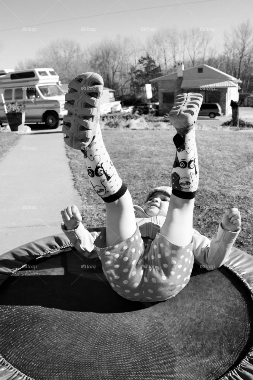 playing trampoline