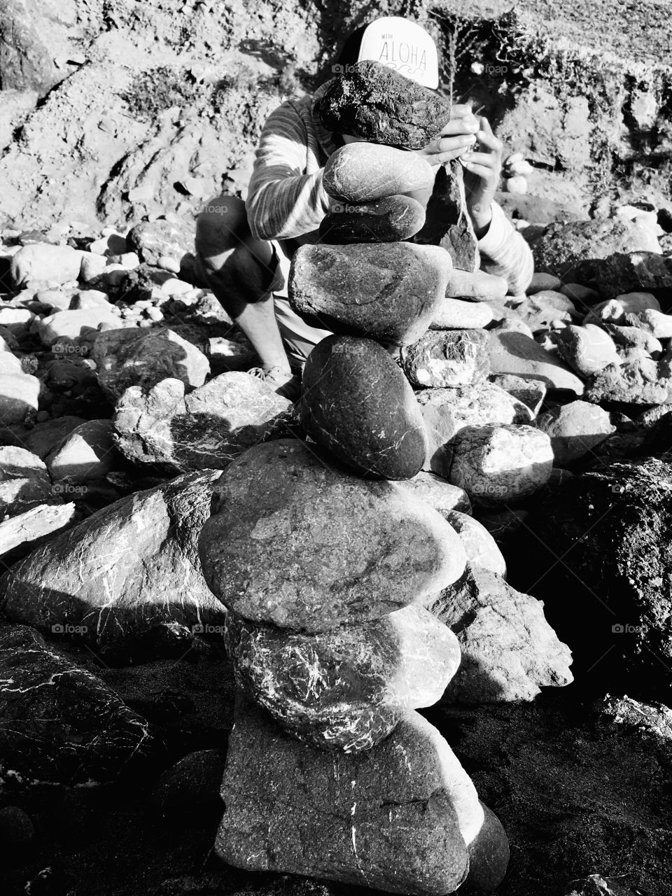 Man-made pile of stones