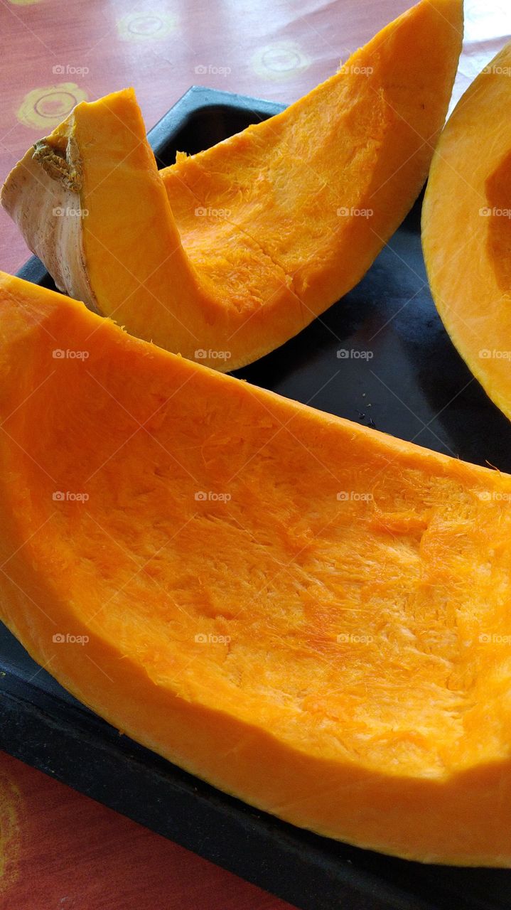 pumpkin prepared for roasting