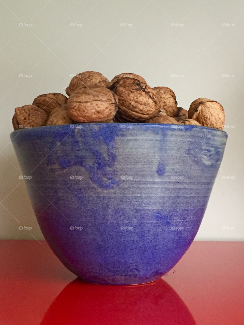 Nuts in a blue bowl