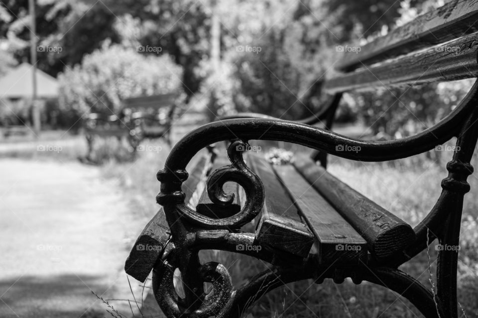 Close-up of empty bench