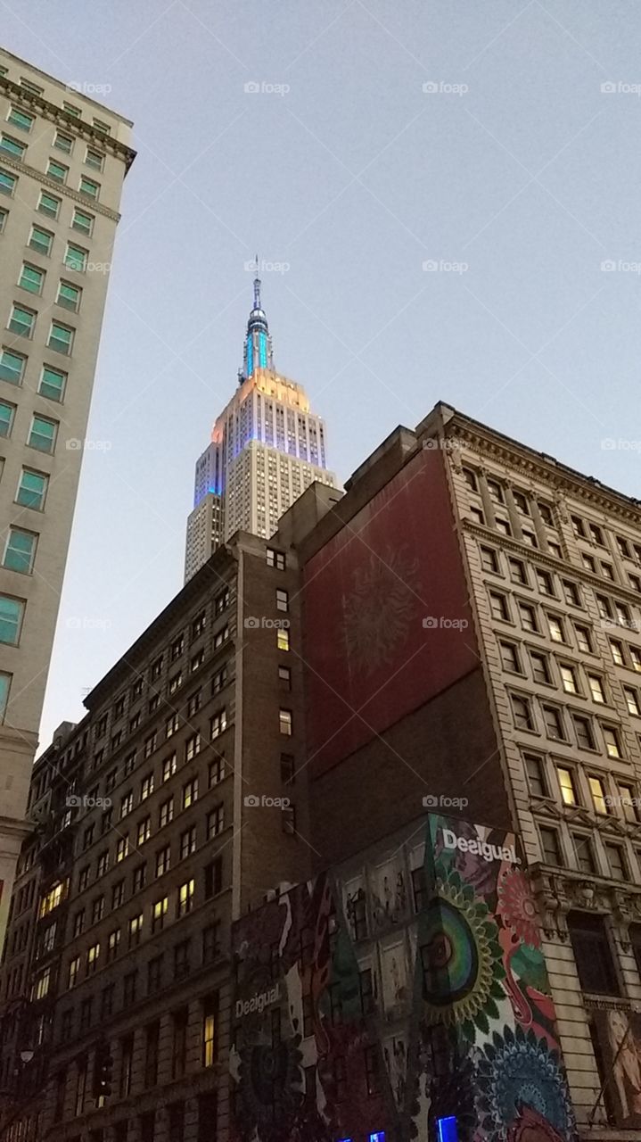 Empire State Building in Pastel Color Lights