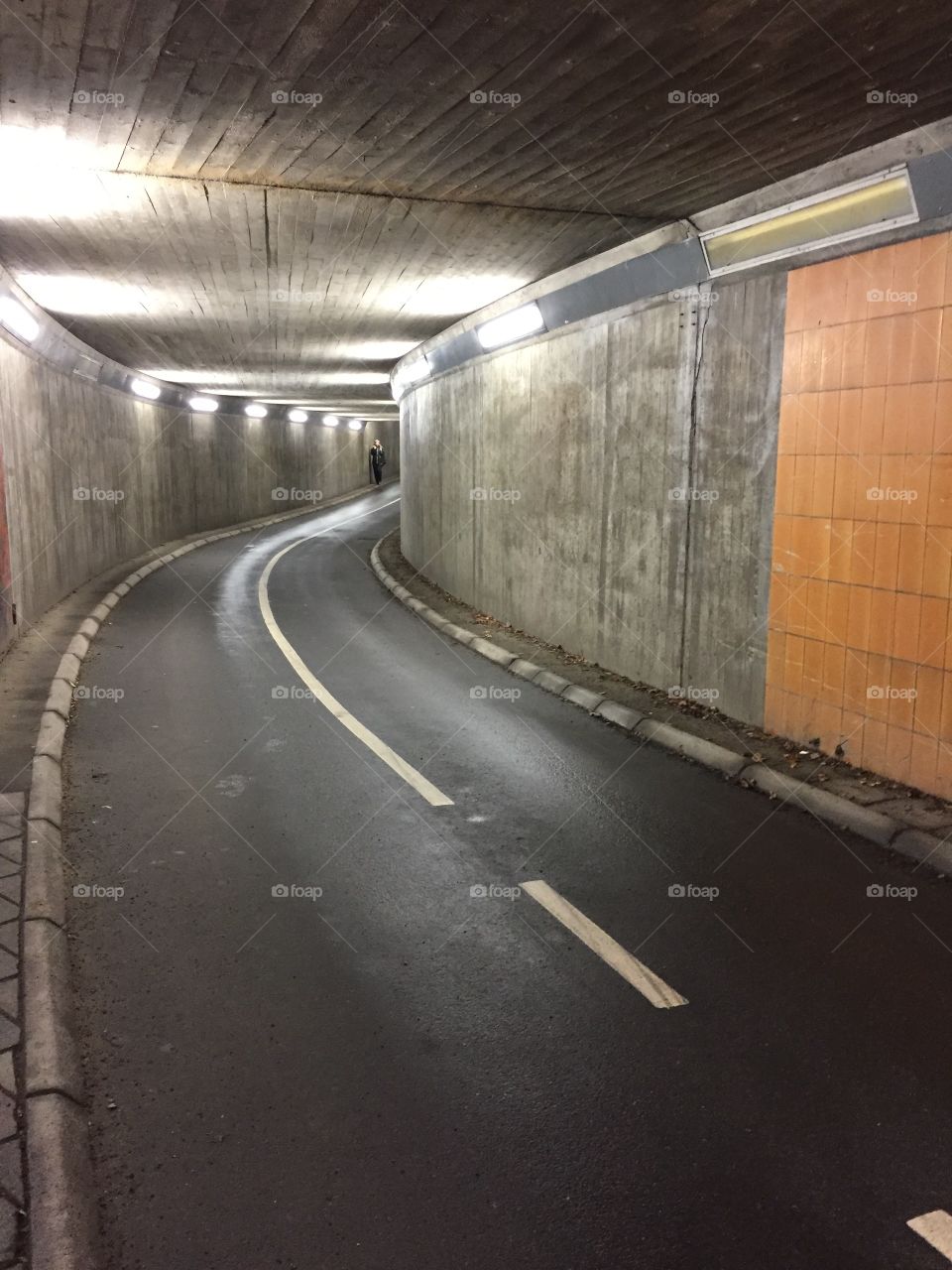 Inside of concrete tunnel