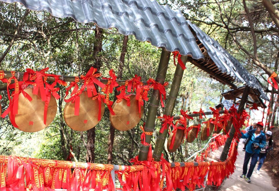 Prayer ribbons in the nature