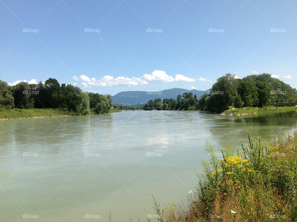 nature clouds cars river by lexlebeur