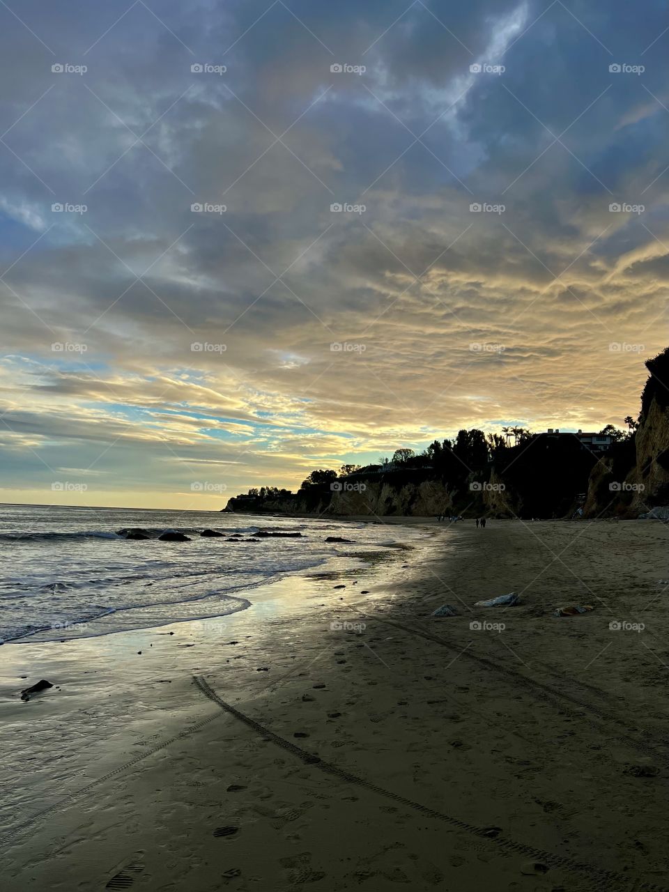 Beautiful sunset on Paradise Cove Beach