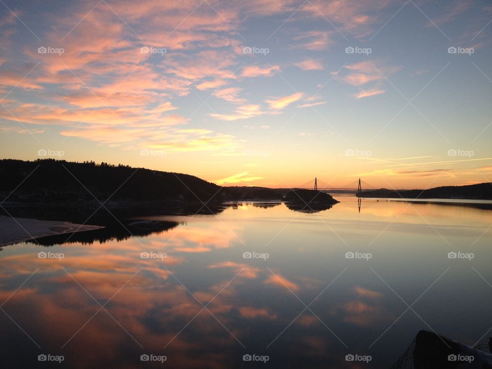 Sunset in February. Evening  walk in February