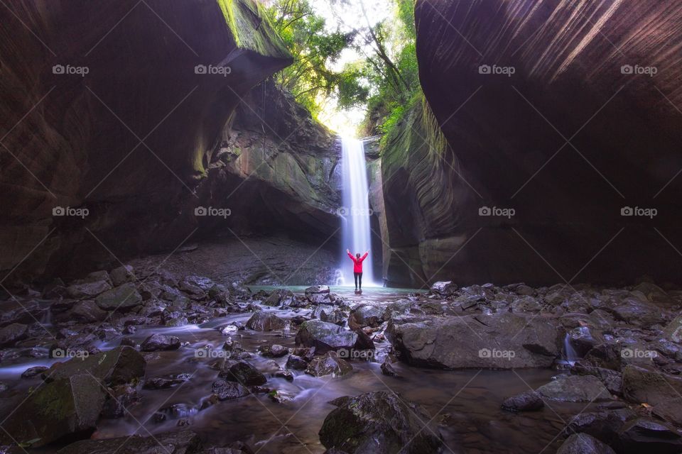 Admiring the cascade