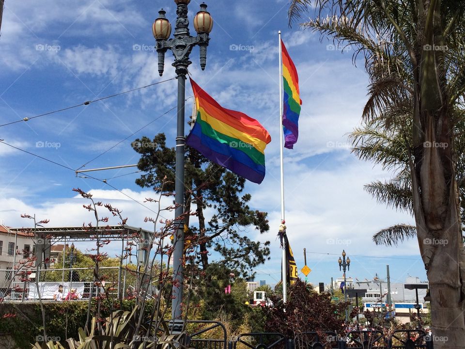 Castro street, rainbow flag