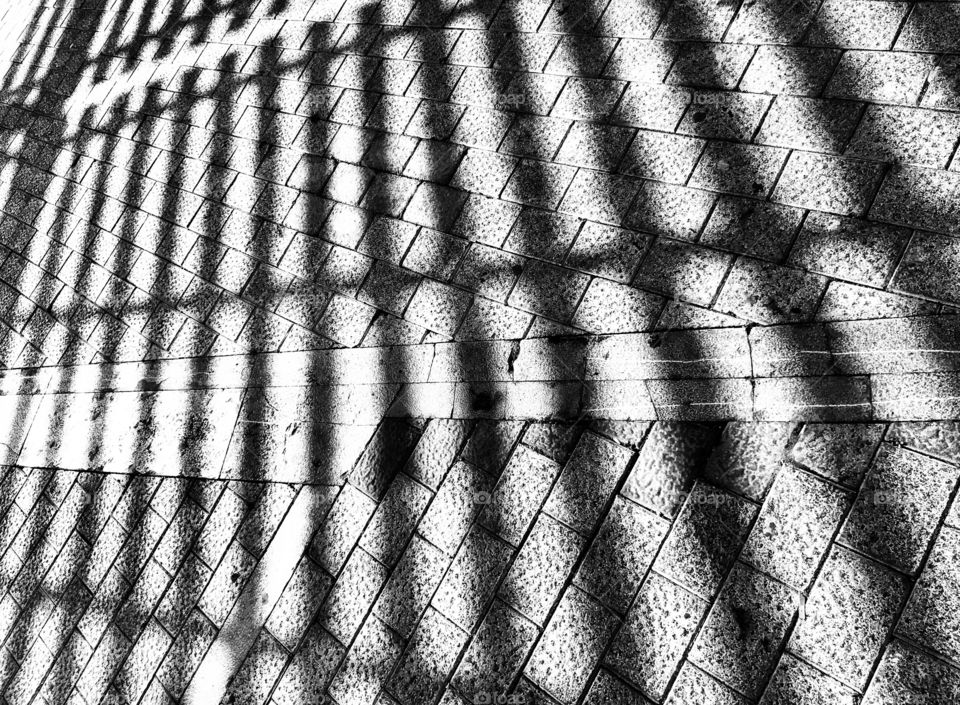 shadow of the pergola in a square on the island of La Gomera, Canarias