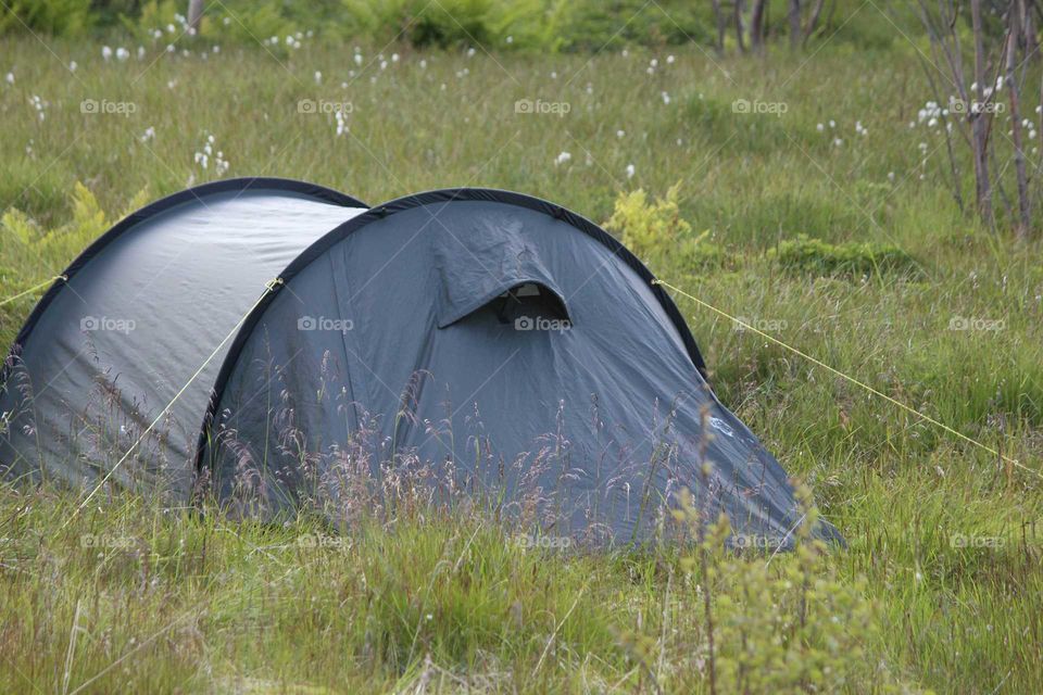 Camping. A lone tent in the middle of nowhere... Kvaløya, Norway.