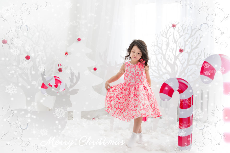 Portrait of a little girl in the christmas