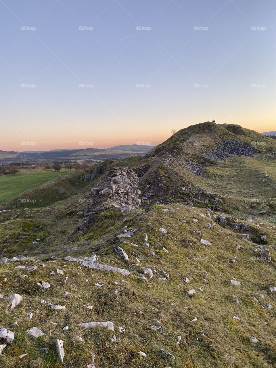 Ruins of Welsh castle with a beautiful sky.