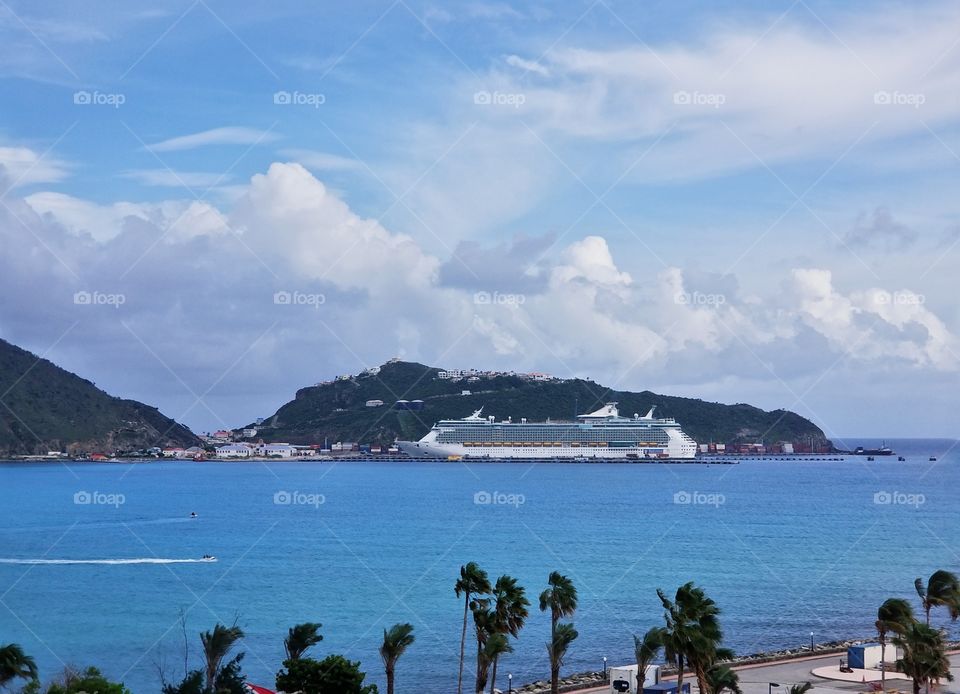 Royal Caribbean Freedom of the season docked in beautiful St Maarten