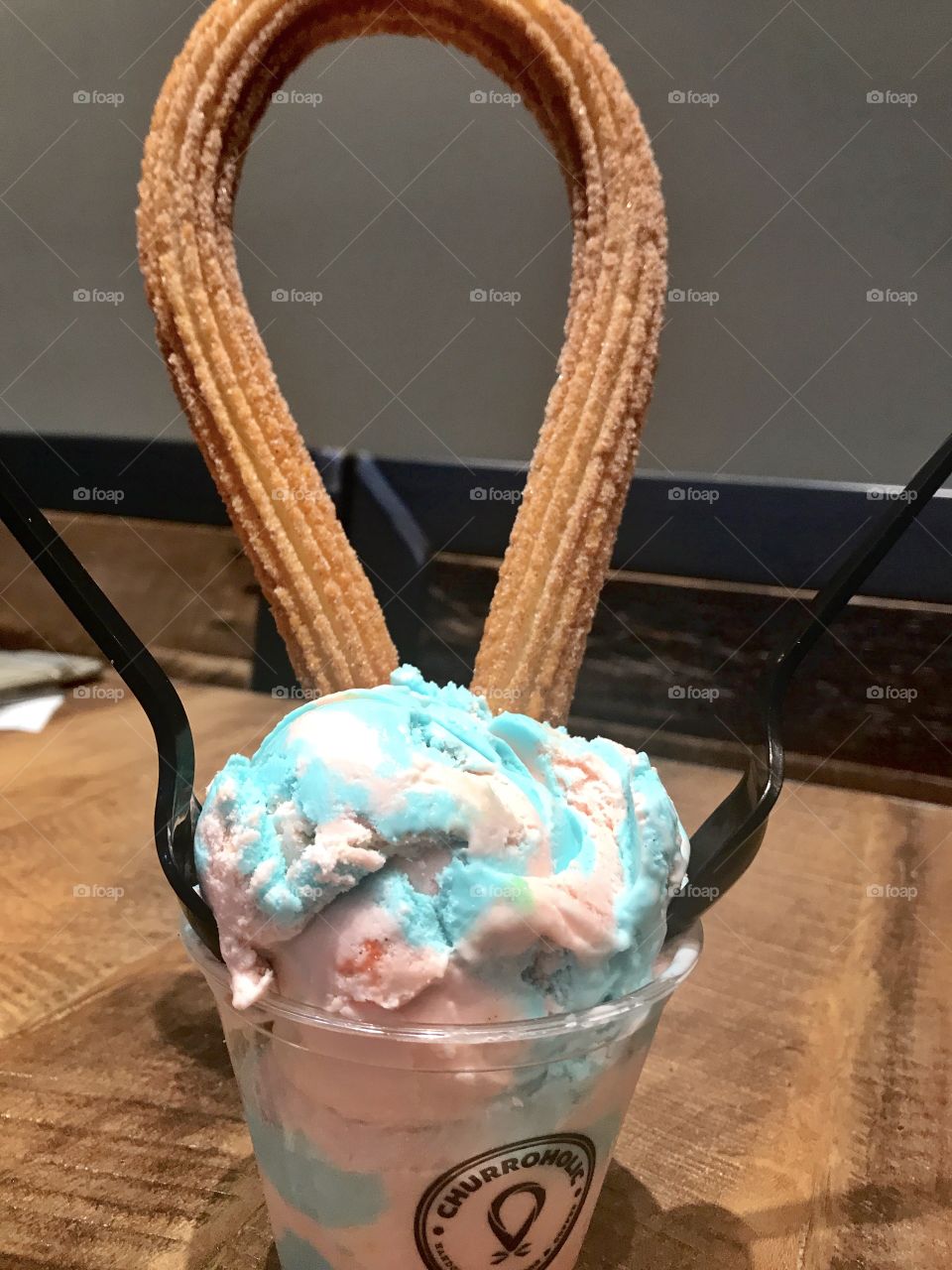 Cotton candy Icecream and churros 🍦