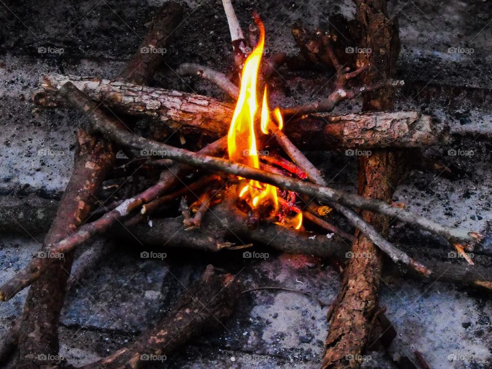 Starting a scout campfire 